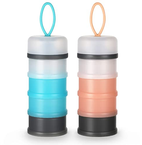 Vicloon Milchpulver Portionierer, Stapelbare Babynahrung Säuglingsnahrung,4 Lagiger MilchPulver Spender, Formel Milchpulver Zufuhr Tragbare, Säuglingsnahrung Kasten für Reise im Freien