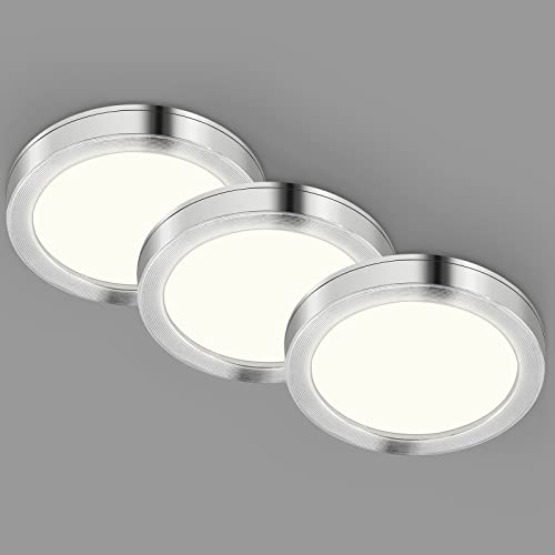 TELEFUNKEN - 3er Set LED Unterbauleuchte, 6x6 cm, Küche, Kabelschalter, Werkstattlampe, Warmweißes Licht, 1,8 W, 170 lm, Aluminiumfarbig