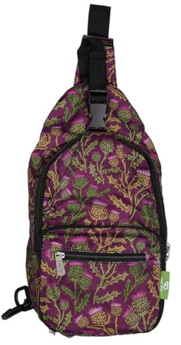 ECO CHIC Lightweight Foldable Crossbody Bag Recycled Plastic Shoulder Backpack Folds Into Pouch for Storage