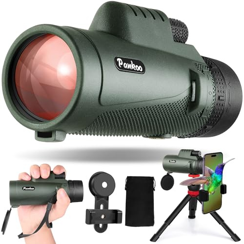Pankoo 40 x 60 Monokulärt Teleskop Med Smartphonehållare Och Uppgraderat Stativ, BAK4 Prisma FMC För Vuxna Barn, HD-område För Fågelskådning, Vandring, Konsert