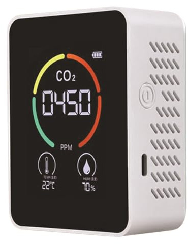 Rilevatore Di Co2 Rilevatore Di Anidride Carbonica 3 in 1 Sensore Di Co2 Portatile Con Display Lcd Misuratore Di Temperatura E Umidità Con Allarme per Casa Camper 400-5000 Ppm Bianco