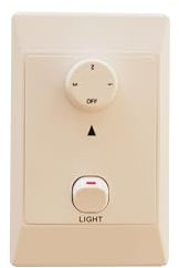 Pepeo Interruttore a parete per ventilatori a soffitto con luce – 3 livelli di regolazione della velocità, interruttore di illuminazione separato, 220 – 240 V ~ 50 Hz, dimensioni compatte