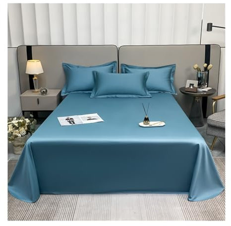 Betttuch ohne Gummi Bettlaken ohne Gummizug Laken Leintuch Haustuch aus 100% Langstapelige Baumwolle viele Größen und Farben(Deep Blue,180x240cm)