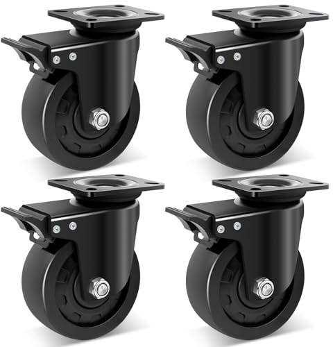 W B D WEIBIDA 125mm Ruedas para Muebles Grandes Carga de 4500KG, Ruedas Giratorias con 4 Freno, Nylon Duradero, Silencioso y Resistente Ruedas para Muebles Pesados, Industria, Interiores y Exteriores