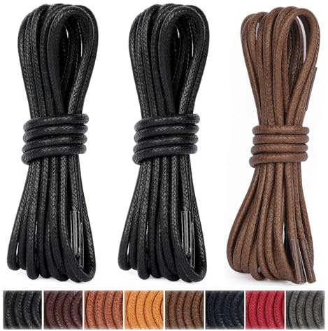 Handshop 3 par finskosnören | 3/32 tum tunna runda vaxade skosnören | 15 färger i 58 cm - 160 cm