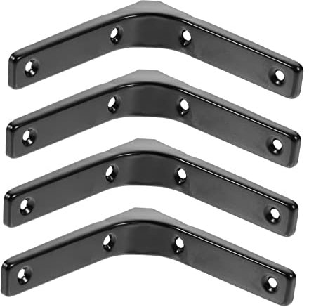 Veemoon 4 Stück L-förmige Befestigungshalterung Regalhalterung industriell groß Gestell Klammer wandregal l Form Metallhalterungen L-förmige Halterungen für Regale Rostfreier Stahl Schwarz