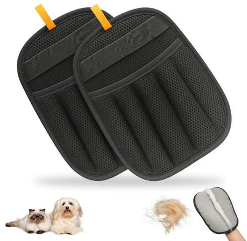 WitLion Upgraded 2PCS Double-Sided Pet Hair Removal Gloves - Reusable Electrostatic Grooming Gloves for Pet Hair| Five-Finger Pet Hair Remover Gloves for Dogs & Cats| for Clothes, Bed, Couch, Carpet