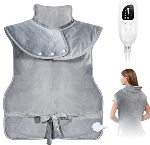 Souvik Manta Electrica Espalda y Cuello, Almohadilla Electrica Lumbar para Mujeres y Hombres, 6-Temperatura, 4 Configuraciones de Tiempo, Lavable en la lavadora, Oficina y Hogar