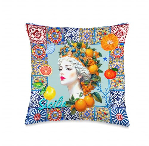 Italian Sicilian Moors Head Summer Lemon Art Throw Pillow