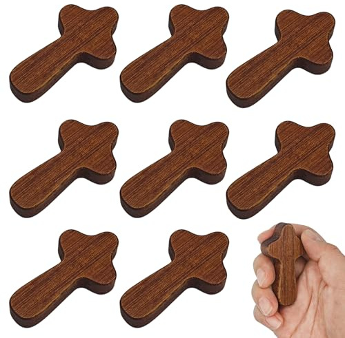 Youery Set 8 Croce in Legno, Crocette in Legno Naturale Fai da Te, 6 cm