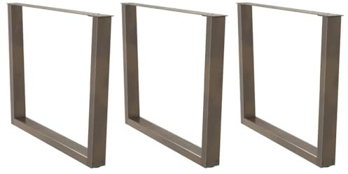 Teenpull Lot de 3 pieds de table à manger en forme de V - En acier naturel - 100 x (72-73,3) cm - En acier revêtu par pulvérisation - Réglables et robustes - Pour table de salle à manger