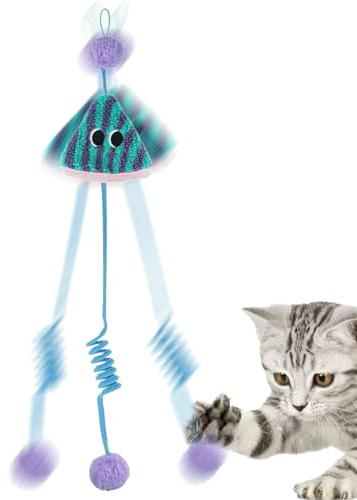 Giocattolo a molla per gatti: peluche da appendere alla porta da 18 cm, palla morbida con campana, esercizio interattivo per | Divertente giocattolo per gatti al coperto per saltare, colpire, è