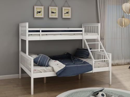 Stuga sängram med rutschkana och stege - platsbesparande design för skoj och lek, perfekt för barnens sovrum
