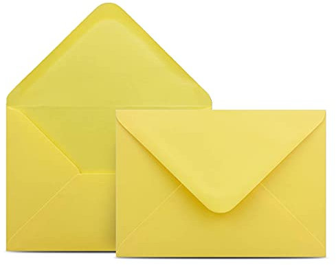 50 Briefumschläge DIN C6 Gelb - 11,4 x 16,2 cm - Kuverts mit 100 g/m² Nassklebung spitze Klappe - Umschläge ohne Fenster - Colours-4-you