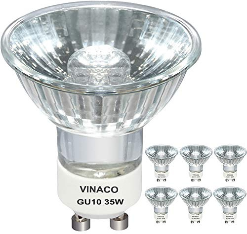 Vinaco GU10 C 120V 35W Bulb Dimmable, 6 Pack High Output 380LM GU10 C 110V 35W Candle Warmer Warm White 2800K, Long Lasting GU 10 Halogen Bulbs No Flicker for Candle Warmer Lamp & Track Lighting
