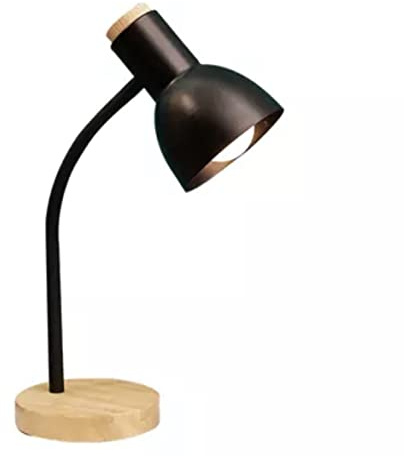 BEL AIR HOME | Lámpara flexo de escritorio ARGOS | 40 cm, negro, madera natural y metal | Cuello flexible, base antideslizante, cable con interruptor | Iluminación eficiente y elegante