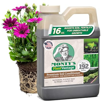 Monty’s Premium Liquid Soil Conditioner with Humic Acid, Organic Amendment for All Soil Types, Increases Moisture Retention & Nutrient Uptake, Enhances Health & Microbial Activity - 16oz