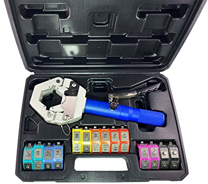WELDINGER Hydraulik Schlauchpresse 14,5-29,5 mm 7 Pressbacken Hülsenpresse Crimpmaschine mobiles Handgerät im Koffer