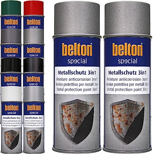 ECI 2x Belton Metallschutzlack 3in1 400 ml Metallschutzfarbe Schutzlack Rostschutzfarbe Rostschutzlack Farbe nach Wahl (Eisenglimmer Silber)