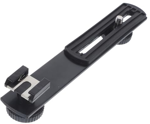 Amosfun Supporto Per Flash Doppio Barra Di Estensione Regolabile in Lega Di Alluminio Per Luce Di Riempimento e Microfono, Staffa Portatile Per Trasmissioni e Registrazioni Professionali