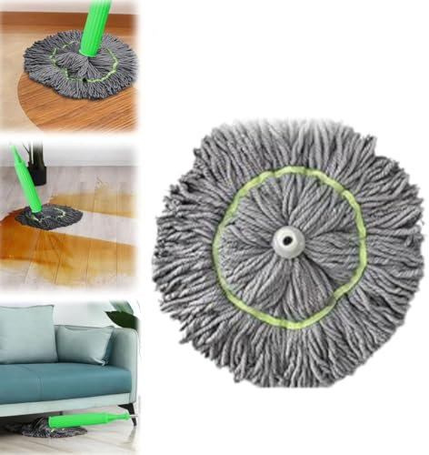 Mocio disidratato 2 in 1, mocio auto-strizzante, rotazione a 360 gradi, mocio rotondo in microfibra ad asciugatura rapida, rimovibile e facile da strizzare per bagnato e asciutto (testa di ricambio)