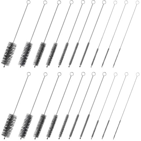 Cepillo De Limpieza De Mango Largo De 20 Piezas, Cepillo De Paja De Acero Inoxidable, Cepillo De Limpieza De Copas De Vino, Cepillo De Botellas, Juego De Cepillos De Limpieza Multifuncionales