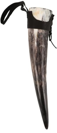 Vaguelly Copa De Cuerno Para Beber Vikingo 28-30 Cm Grande De Piel Natural Artesanal Para Vino y Cerveza Decoración Rústica Para Hogar y Coleccionistas