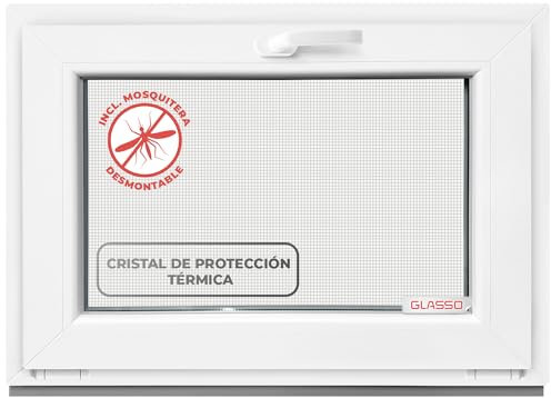 Finestra ribaltabile 60 x 40 cm, 2 vetri – tutte le dimensioni finestre in plastica con profilo da 60 mm – Finestra per cantina (larghezza x altezza): 600 x 400 mm, perfetta per finestre da giardino