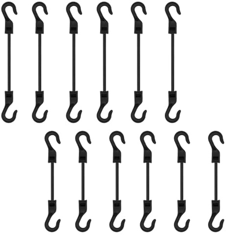 12 Pz Corda Elastica con Gancio, 10 cm/15 cm Corde Elastiche con Gancio, Tenditori in Gomma di Tensionamento per Teloni, Tenditore in Gomma per Tende da Campeggio Telone Telo Bagagli Fissaggio