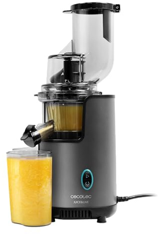 Cecotec Licuadora para Frutas y Verduras de Prensa Fría Juice&Live 2500 EasyClean Brush. DC 200W, 70RPM, BPA-Free, 3 Posiciones, Slow Juicer, Filtro EasyClean, Antigoteo, Tritan, Jarra Pulpa y Zumo