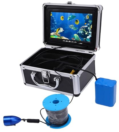 Goshyda Undervattensfiskekamera, HD 1080p Bärbar Fiskfinderkamera med 7 i Skärm, 8 LED -lampor, 30 M Kabel, för Ice Lake Boat Kajakfiske (EU)