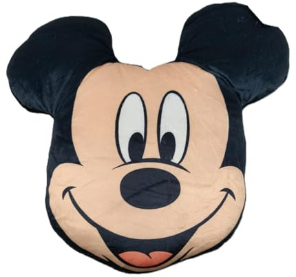 Disney Cojín Decorativo Infantil 3D (30-35 cm) | Personajes Mickey, Minnie, Spiderman, Barbie, Super Mario, Stitch, Patrulla Canina, Frozen | Tacto Terciopelo Belboa (Mickey Cara)