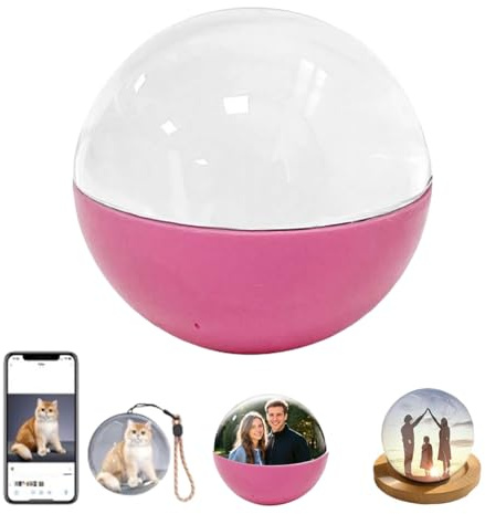 Album photo numérique à ultrasons 3D en forme de boule de cristal - Affichage vidéo numérique 2025 - Contrôle par application de 6,8 cm - Facile à utiliser - Cadeau personnalisable avec écran