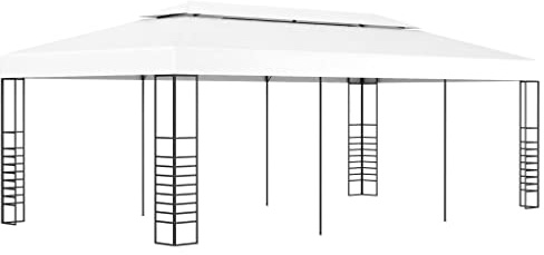 Gazebo da Giardino 6x3 m, Struttura in Acciaio con Copertura in Poliestere, Design Resistente ai UV, Gazebo Campeggio, Gazebos da Spiaggia, per Eventi e Feste, Colore Bianco, 6 x 3 x 2.7 m