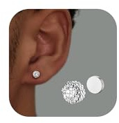 SLLAISS Magnetic Earrings for Men Women - 5A Shiny CZ Dragon Claw Punk Hypoallergenic Stainless Steel Non Piercing Clip on Fake Earrings Studs Silver 5MM Not Easy to Fall