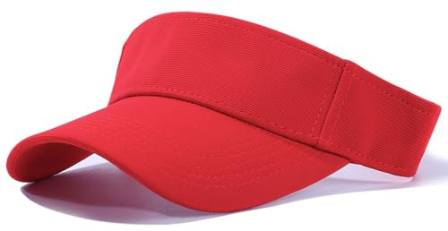 Tiakay Casquette à Visière Anti UV Femmes Respirante et Réglable - Design Queue de Cheval Visières de Soleil Anti-Soleil Beach Visiere Idéal pour Golf, Tennis, Extérieur (Rouge)