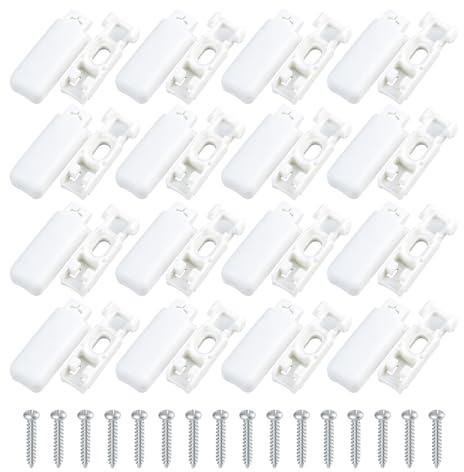 16 Stück Plissee Ersatzteile, Klemmträger und Halterungen in Weiß, PE Spannschuhe für Plissee Rollo und Jalousie, Fenster Klemmfix Montage mit Schrauben, universelles Ersatzteil-Set für Plissees