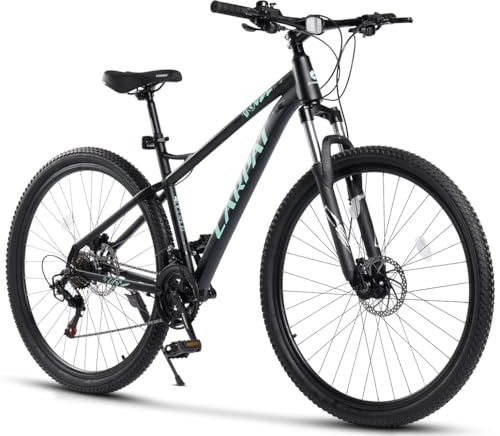 PVY VTT 29 Hardtail pour homme 175-190 cm, dérailleur 21 vitesses, freins à disque hydrauliques, cadre en aluminium avec fourche de suspension de 80 mm, VTT tout terrain, noir
