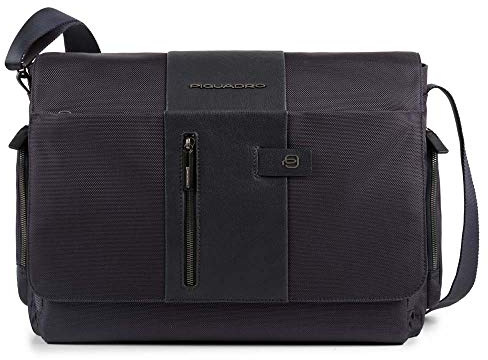 PIQUADRO – Messenger professionale con scomparti – Tessuto resistente – Colore Nero – Uomo