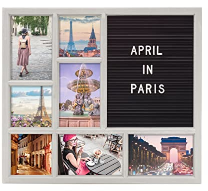 MELANNCO Customizable Letterboard 7 Öffnungsfoto-Collage, Kunststoff, Distressed Grey, 15 X 17