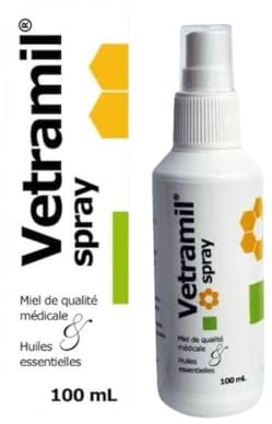Anidev - Vetramil Spray - Spray pour Favoriser La Cicatrisation Naturelle De La Peau - Multi-Espèces - À Base De Miel - Huiles Essentielles - 100ml