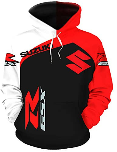 SPONYBORTY Chaquetas con Capucha Hombre Mujer para Su-ZUki Gsx-R Impresión 3D Cardigan Casual Poliéster Sudadera Blusa/A/XL