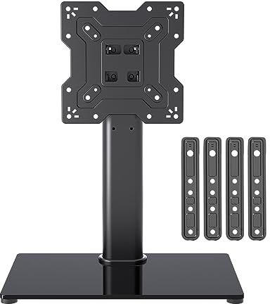 XINLEI Universal TV Stand Base, Table Top TV Stand for 17-55 Inch LCD/LED TVs, Height Adjustable Monitor Mount Stand with Tempered Glass Base Holds up to 40kg VESA 400x400mm, TS102