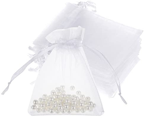 Teaaha 50 Stück Organzasäckchen 8 x 10cm Organza Säckchen Klein, Schmuckbeutel Organza Säckchen Beutel für Valentinstag Hochzeit Geburtstag Weihnachten Süßigkeiten Geschenksäckchen mit Schnur