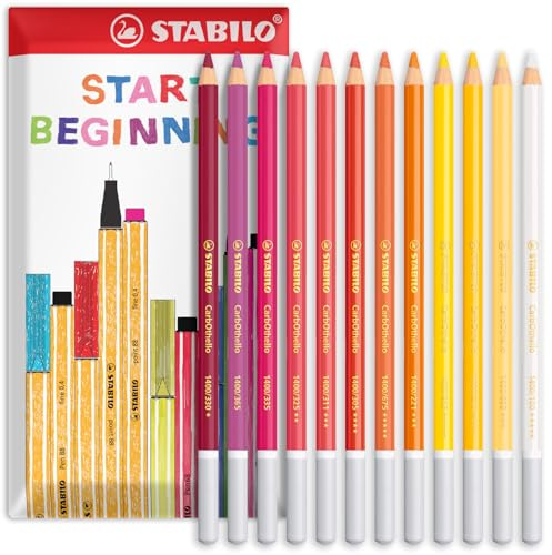STABILO Lápiz de tiza pastel CarbOthello, paquete de 12, tonos cálidos