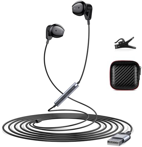 Auriculares PC con Micrófonos, Auriculares Gaming con Cable para Portátil/Mac/Zoom/PS5/PS4/Chrome, USB Auriculares con Control de Volumen