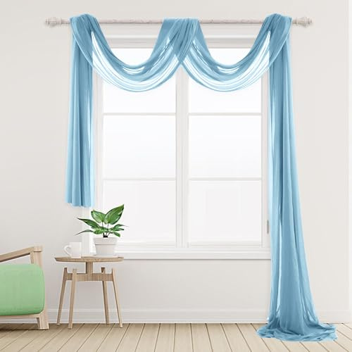 Ghope Tvärhängd frihandsdekoration transparent, 160 x 600 cm gardiner voile gardin dekoration bröllopsbåge tyll för fotografi bröllop fest födelsedag dop himmelsäng
