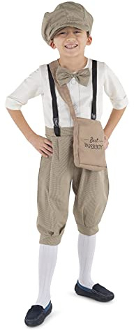 Dress Up America News Boy-Kostym För Barn - Rollspel Vintage Paperboy-Klädsel - Newsie-Jumpsuit, Keps Och Väska