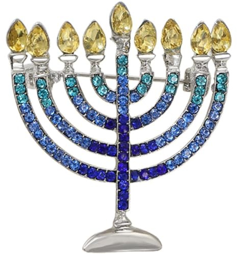 Muteitt Sparkle kristall judisk Menorah brosch nål strass ljusstake brosch nål vintage nålar bröstbukett nålar för kvinnor män