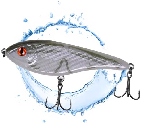 Jerkbait Hecht I 15cm, 80g Slow Sinking für große Hechte, Wobbler Jerkbait Hechtangeln, Kunstköder, Angelköder Raubfische, UV-aktive Jerkbaits (White Tiger UV)